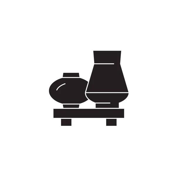 Vases intérieurs icône concept vectoriel noir. Vases intérieurs illustration plate, panneau — Image vectorielle