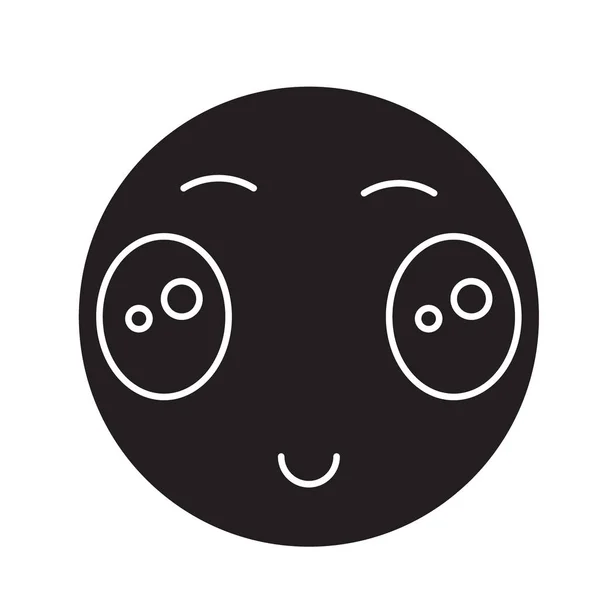 Japonês olhos abertos emoji vetor preto conceito ícone. Japonês olhos abertos emoji plana ilustração, sinal —  Vetores de Stock