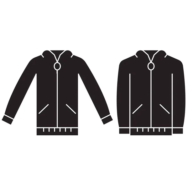 Jumper trui zwart vector concept pictogram. Jumper sweatshirt platte illustratie, teken — Stockvector