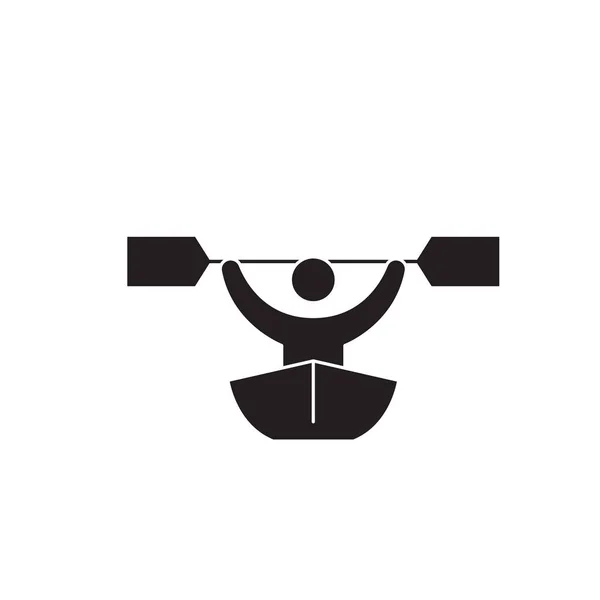Kayak icono concepto vector negro. Kayak ilustración plana, signo — Vector de stock