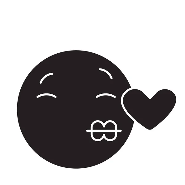 Besos emoji icono concepto de vector negro. Emoji besos plana ilustración, signo — Archivo Imágenes Vectoriales