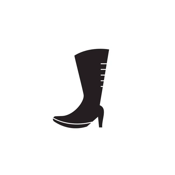 Knee high boots black vector concept icon. Knee high boots flat illustration, sign — Stock Vector