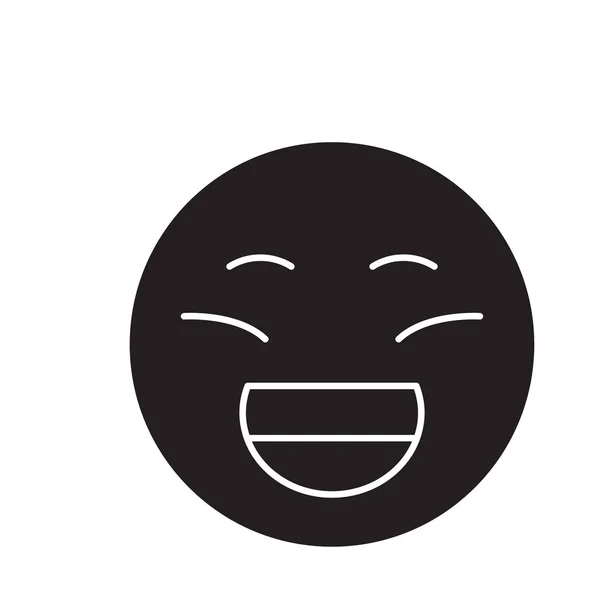 Laughing emoji black vector concept icon. Laughing emoji flat illustration, sign — Stock Vector