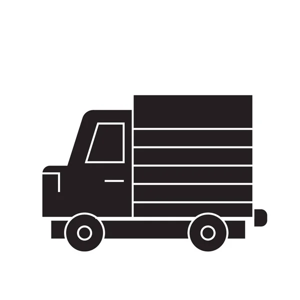 Camião caminhão vetor preto conceito ícone. Camião de caminhão plana ilustração, sinal —  Vetores de Stock