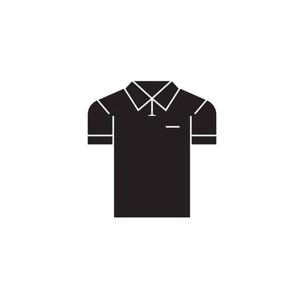 Männer Polo schwarzer Vektor Konzept Symbol. Männer Polo flache Abbildung, Schild — Stockvektor
