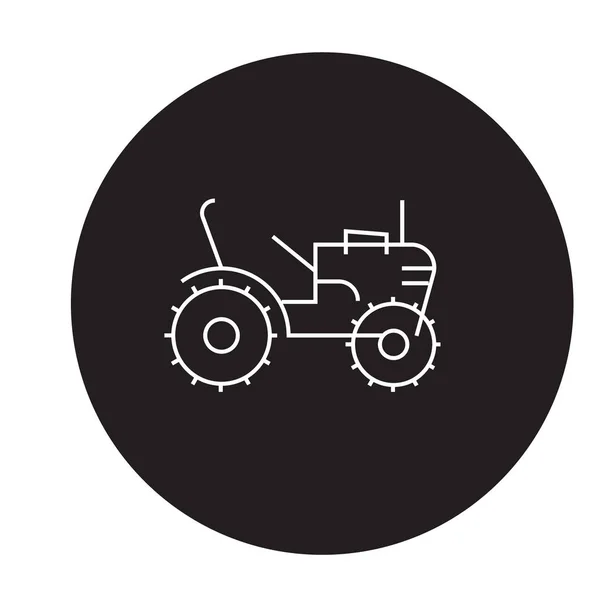 黒ミニ トラクター ベクトル概念アイコン。ミニ トラクター フラットの図記号 — ストックベクタ