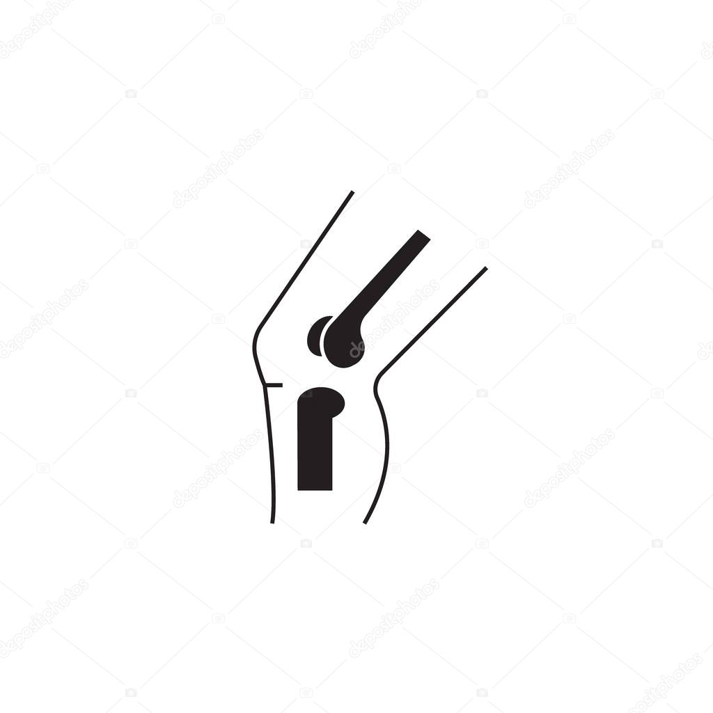 Knee dislocation black vector concept icon. Knee dislocation flat illustration, sign