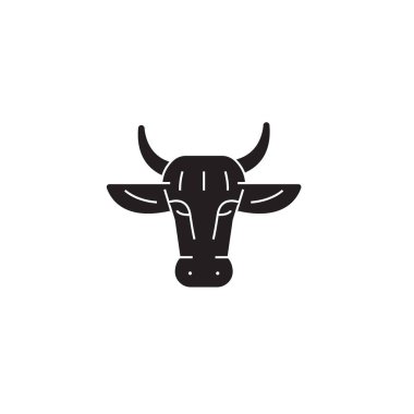 Ogranic sığır eti vektör kavramı simge siyah. Ogranic sığır eti düz illüstrasyon, işareti