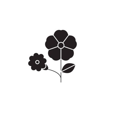 Petunya siyah vektör kavramı simge. Petunya düz illüstrasyon işareti