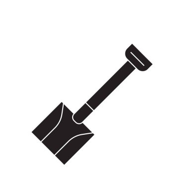 Siyah vektör kavramı simge kürek. Kürek düz illüstrasyon işareti