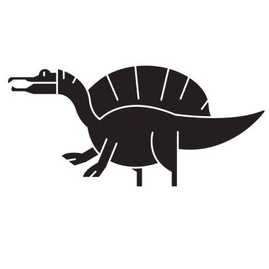Spinosaurus siyah vektör kavramı simge. Spinosaurus düz illüstrasyon işareti