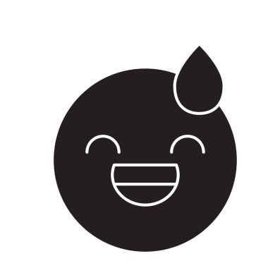 Yorgun emoji siyah vektör kavramı simge. Yorgun emoji düz illüstrasyon işareti