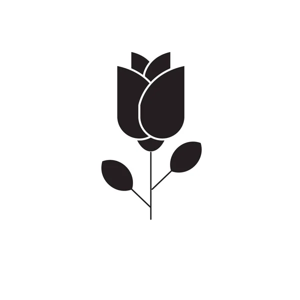 Jedna Róża vector czarny ikona koncepcja. Jedna Róża płaska ilustracja, znak — Wektor stockowy
