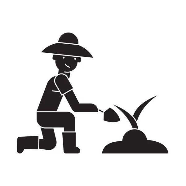 Organické hnojení černé vektor koncept ikona. Organické hnojení plochý ilustrace, znamení — Stockový vektor