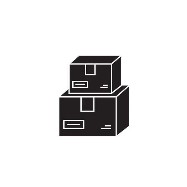 Service postal icône concept vectoriel noir. Service postal illustration plate, enseigne — Image vectorielle