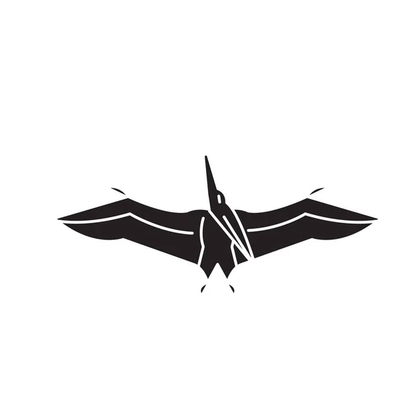Pteranodon 검은 벡터 개념 아이콘입니다. Pteranodon 평면 그림, 기호 — 스톡 벡터