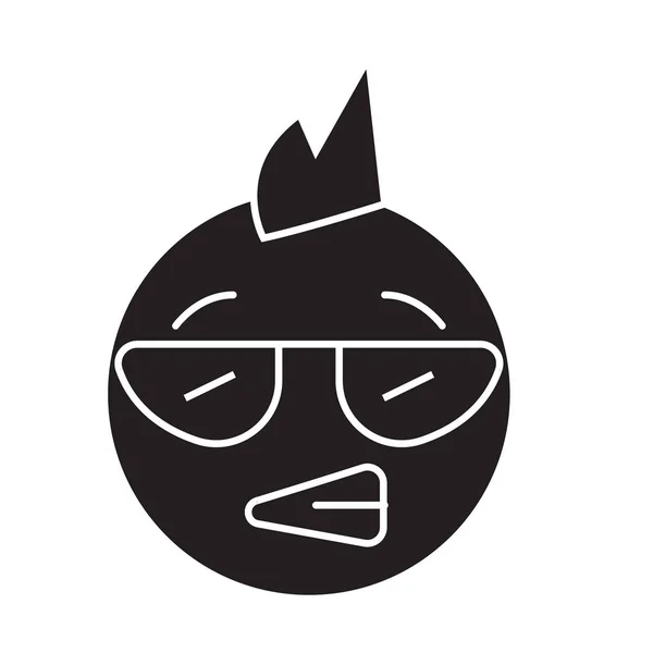 Punk emoji black vector concept icon. Punk emoji flat illustration, sign — Stock Vector