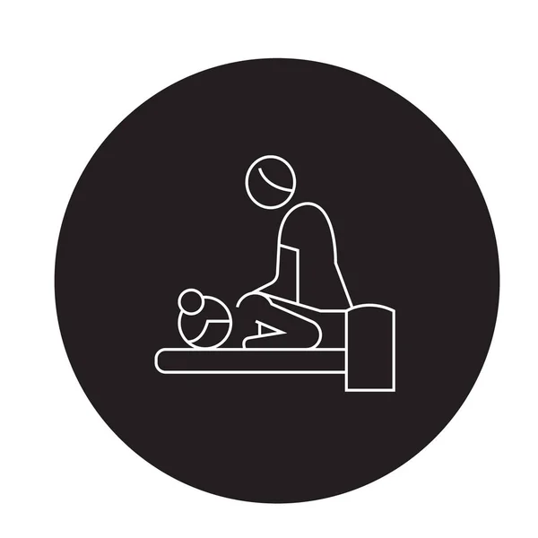 Ontspannende Massage Zwarte Vector Concept Pictogram Ontspannende Massage Platte Illustratie — Stockvector