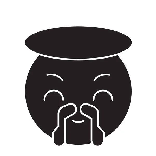 Saint-emoji zwarte vector concept pictogram. Saint-emoji platte illustratie, teken — Stockvector