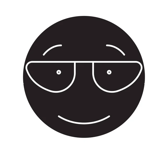 Bilim adamı emoji siyah vektör kavramı simge. Bilim adamı emoji düz illüstrasyon, işareti — Stok Vektör