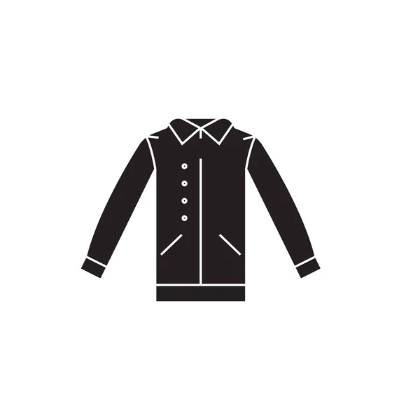 ベスト黒ベクトル概念アイコン シャツ。ベスト フラット イラスト、サイン付きシャツ — ストックベクタ