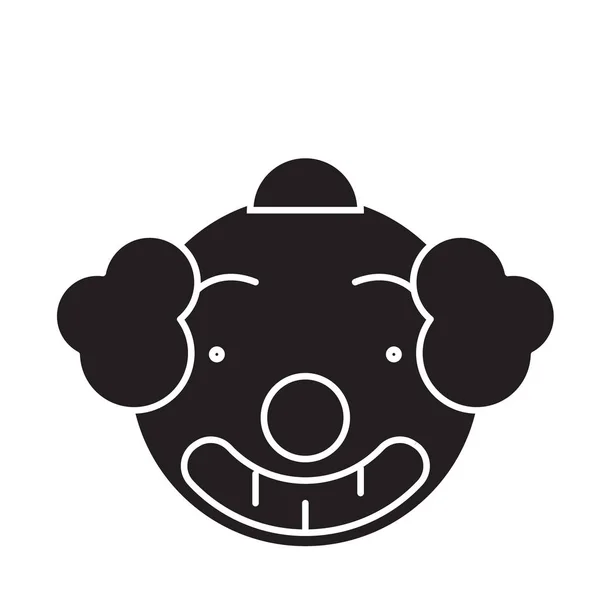 Lachende clown emoji zwarte vector concept pictogram. Lachende clown emoji platte illustratie, teken — Stockvector