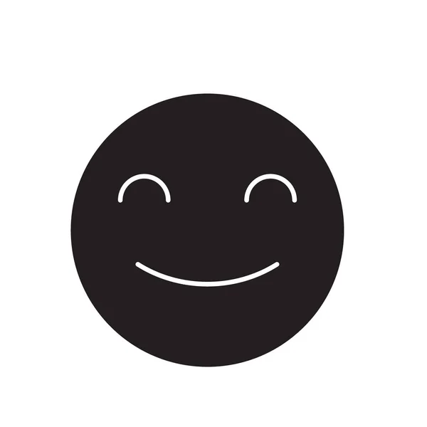 Smiling emoji preto vetor conceito ícone. Emoji sorridente plana ilustração, sinal — Vetor de Stock