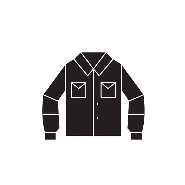 Sport shirt zwart vector concept pictogram. Sport shirt platte illustratie, teken — Stockvector