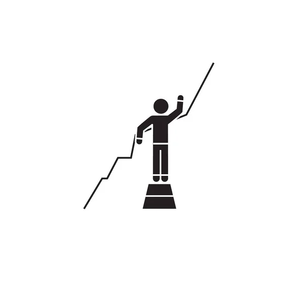 Icono de concepto de vector negro de crecimiento estable. Crecimiento estable ilustración plana, signo — Vector de stock