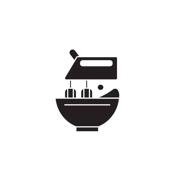 Stoisko żywności mikser czarny wektor ikona koncepcja. Ilustracja Płaska podstawka jedzenie miksera, znak — Wektor stockowy