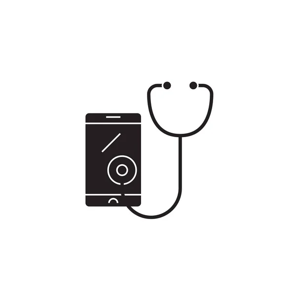 Telemedicine black vector concept icon. Telemedicine flat illustration, sign — Stock Vector