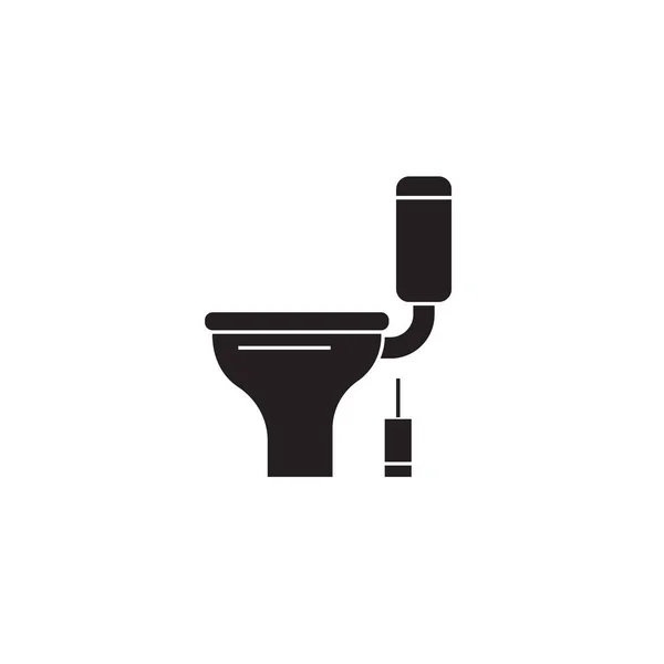 WC-Schüssel schwarzer Vektor-Konzeptsymbol. Toilettenschüssel flach Abbildung, Schild — Stockvektor