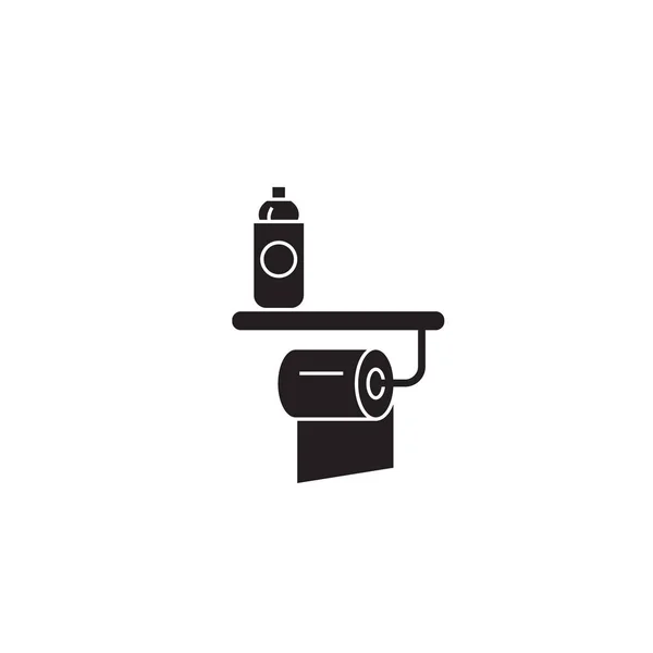 Туалетная бумага и обновленная черная векторная иконка. Туалетная бумага и свежая плоская иллюстрация, знак — стоковый вектор