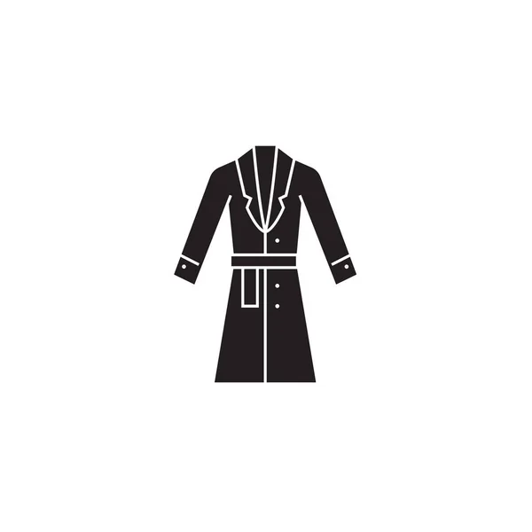 Topcoat, casaco de inverno ícone conceito vetor preto. Topcoat, capa de inverno ilustração plana, sinal —  Vetores de Stock