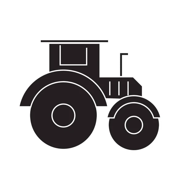 Traktor schwarzer Vektor Konzeptsymbol. Traktor flach Abbildung, Schild — Stockvektor