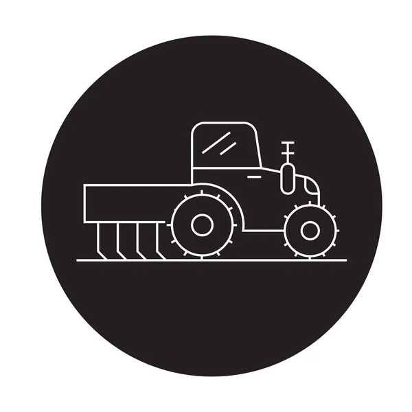 Tractor fertilizante icono concepto vector negro. Tractor fertilizante ilustración plana, signo — Vector de stock