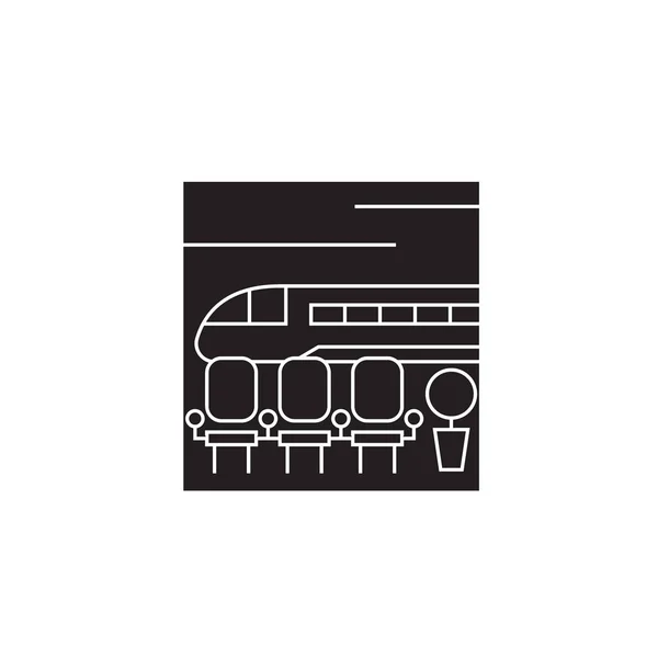 鉄道駅黒ベクトル概念のアイコンがあります。鉄道駅フラットの図記号 — ストックベクタ