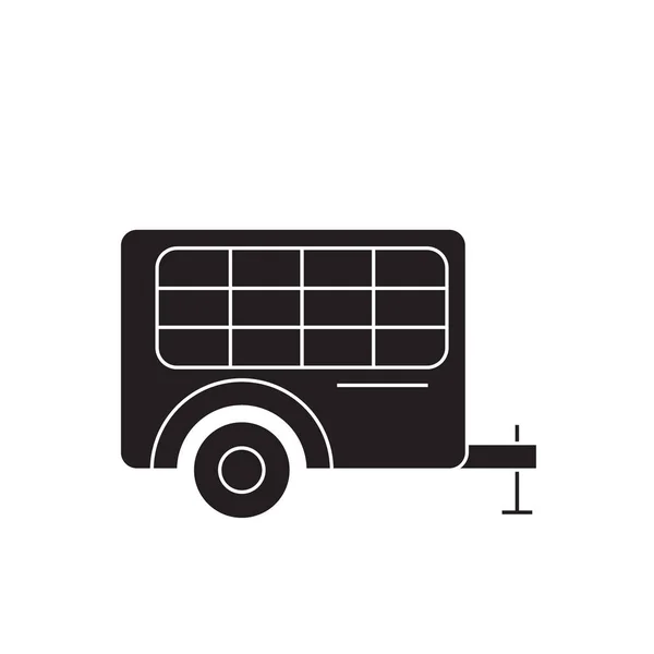 Einkaufswagen schwarzes Vektor-Konzept-Symbol. Wagen flache Abbildung, Schild — Stockvektor