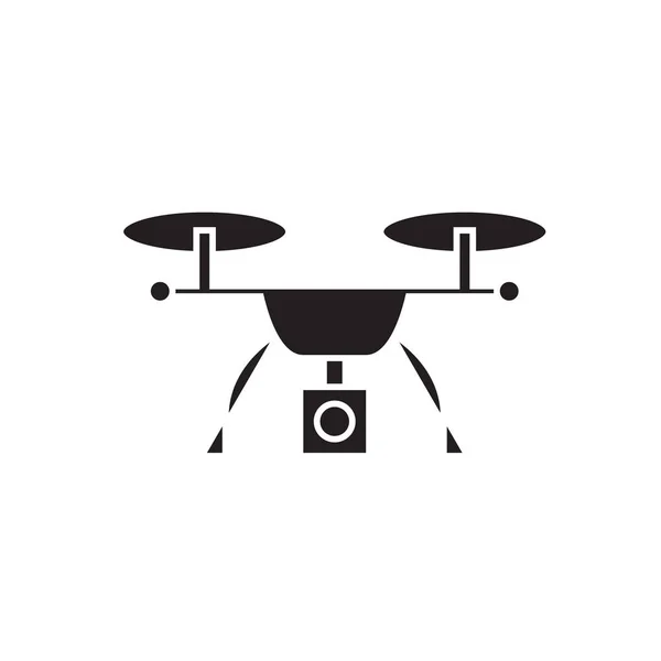 Video quadrocopter icono concepto de vector negro. Video quadrocopter ilustración plana, signo — Vector de stock