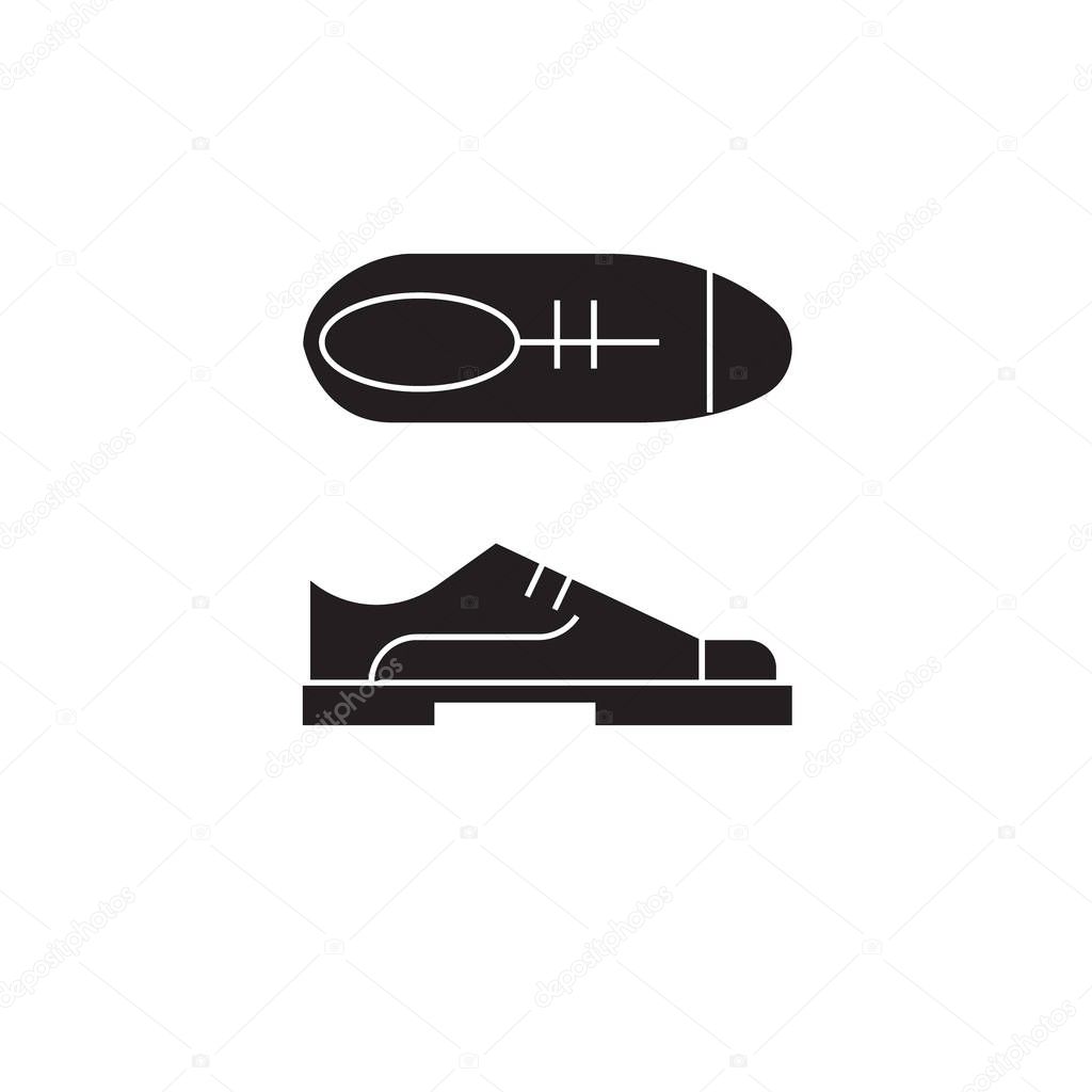 Oxford shoes black vector concept icon. Oxford shoes flat illustration, sign