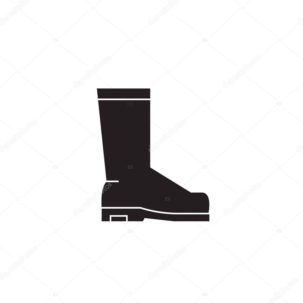Rain boots black vector concept icon. Rain boots flat illustration, sign
