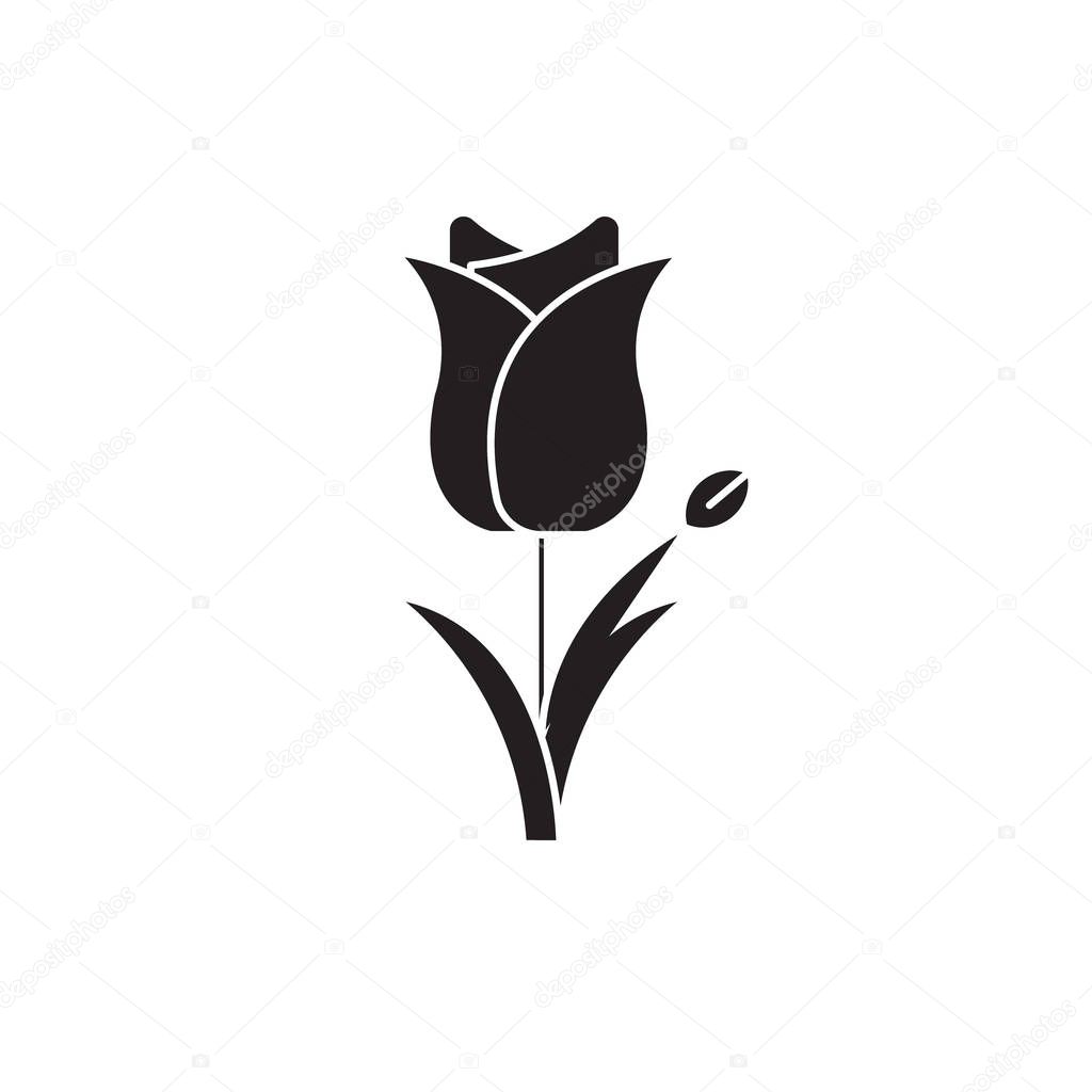 Tulip black vector concept icon. Tulip flat illustration, sign