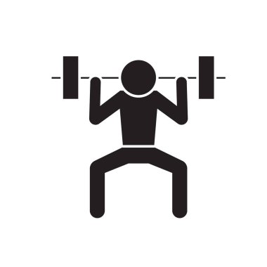 Ağırlık kaldırma adam siyah vektör kavramı simge. Ağırlık kaldırma adam düz illüstrasyon, işareti