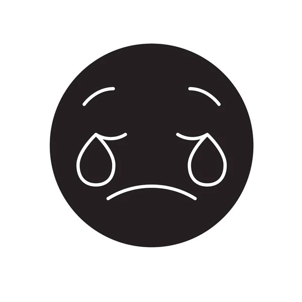 Weeping emoji emoji vetor preto ícone conceito. Chorando emoji emoji plana ilustração, sinal —  Vetores de Stock