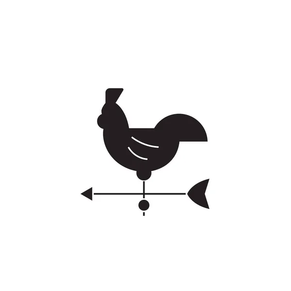 Windvane rooster black vector concept icon. Windvane rooster flat illustration, sign — Stock Vector