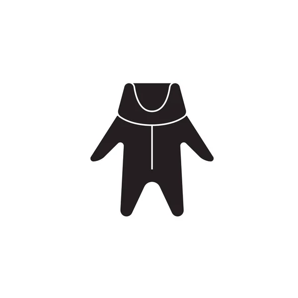 Иконка зимней детской одежды черного вектора. Зимняя детская одежда плоская иллюстрация, знак — стоковый вектор