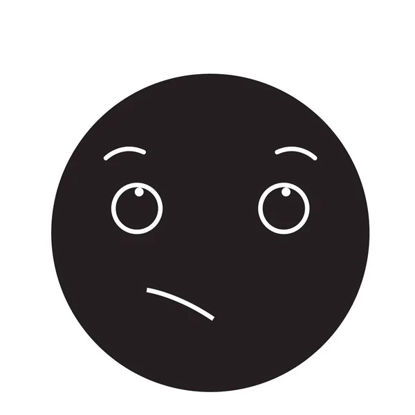 Wistful emoji black vector concept icon. Wistful emoji flat illustration, sign — Stock Vector