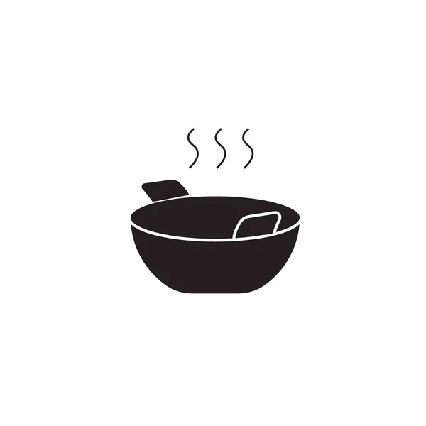 Wok vaření černé vektorové koncept ikonu. Wok vaření plochý obrázek, znamení — Stockový vektor