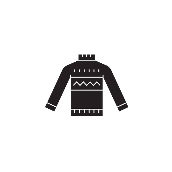Wollpullover schwarzes Vektor-Konzept-Symbol. Wollpullover flache Abbildung, Schild — Stockvektor