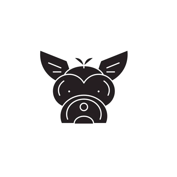 Yorkshire terrier zwarte vector concept pictogram. Yorkshire terrier platte illustratie, teken — Stockvector